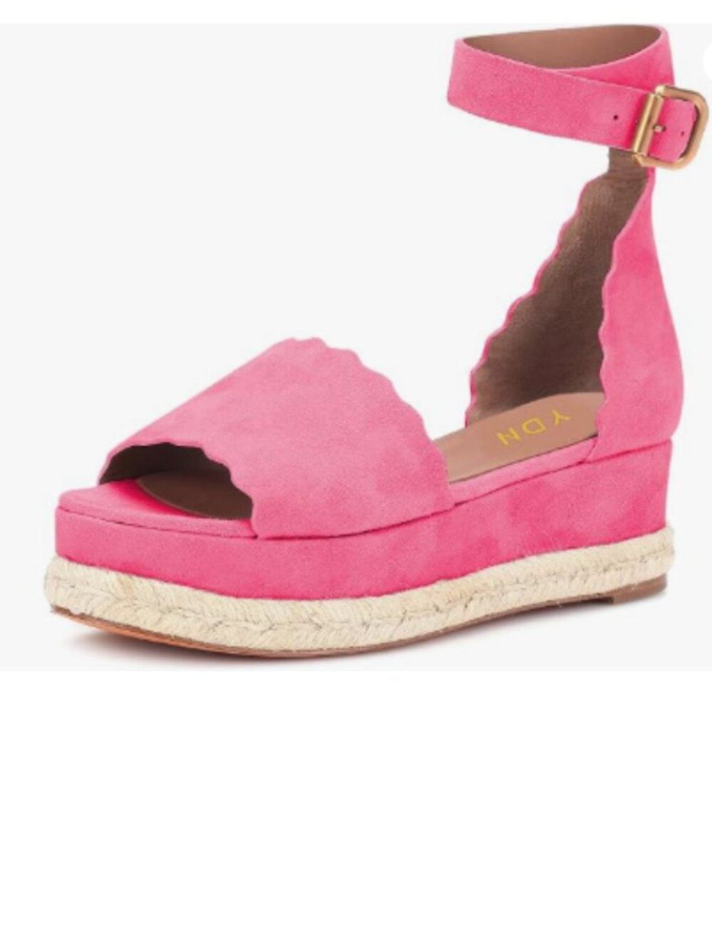 YDN Hot Pink Open Toe Platform Espadrille Sandals Ankle Strap Wedge Heel Shoes